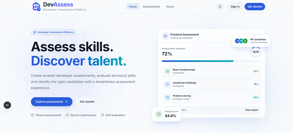 DevAssess - Developer Assessment & Coding Platform